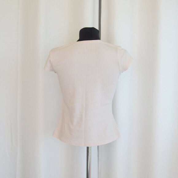 Filippa K Ribbed Knit Cream Baby Tee Sz M - Picture 4 of 6